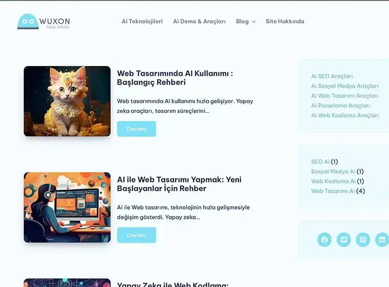 Yapay zeka blog sitesi